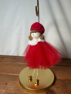 Girl in Beret Ornament Red