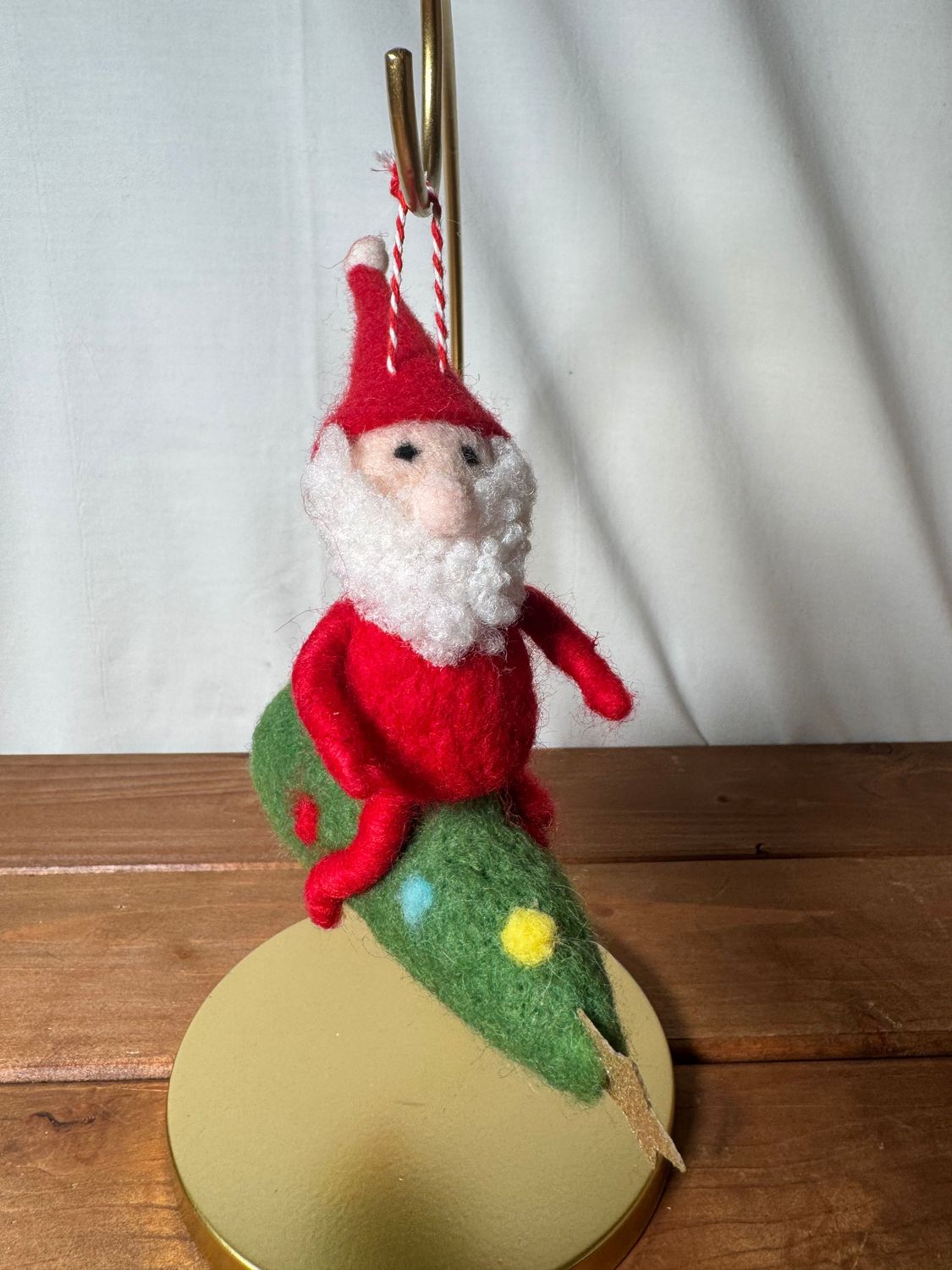 Felt Santa Riding Tree Ornament