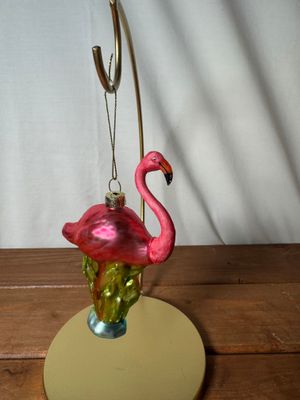 Glass Flamingo Ornament