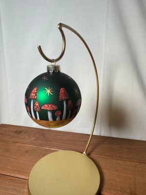 Green &amp; Gold Mushroom Ball Ornament