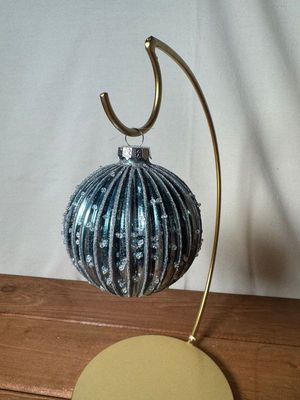 Glass Rdge Blue Ball Ornament
