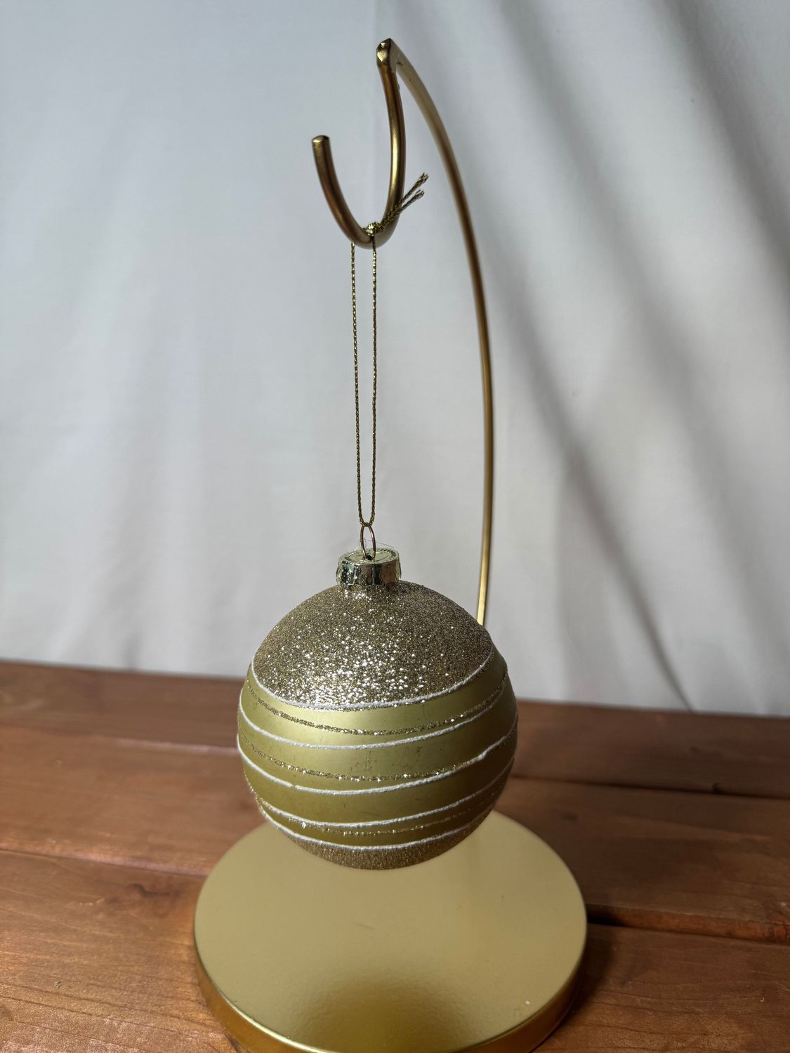 Light Green &amp; Gold Glitter Glass Ornament