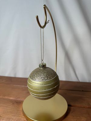 Light Green &amp; Gold Glitter Glass Ornament
