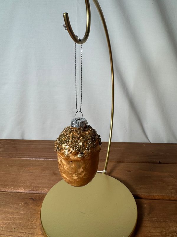 Beaded Acorn Glass Ornament Sm