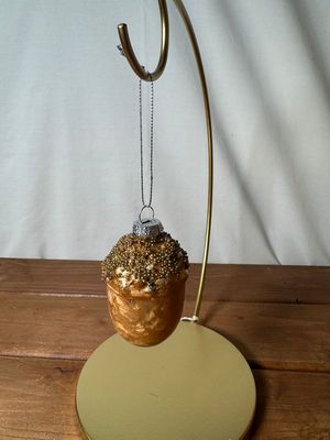 Beaded Acorn Glass Ornament Sm