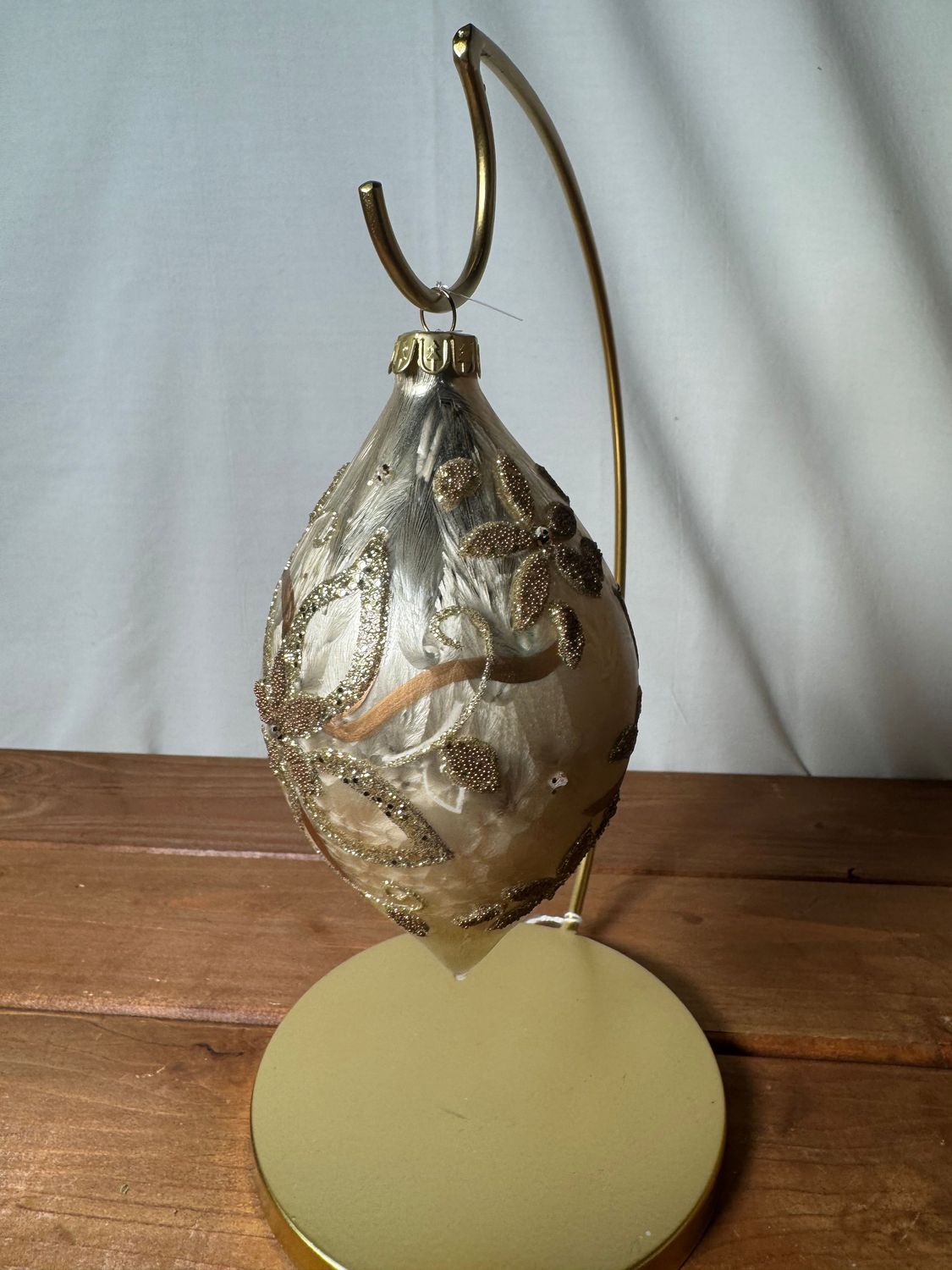 Glass Blown Teardrop Gold &amp; Bronze Ornament