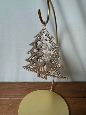 Stamped Metal Champagne Ornament - Tree