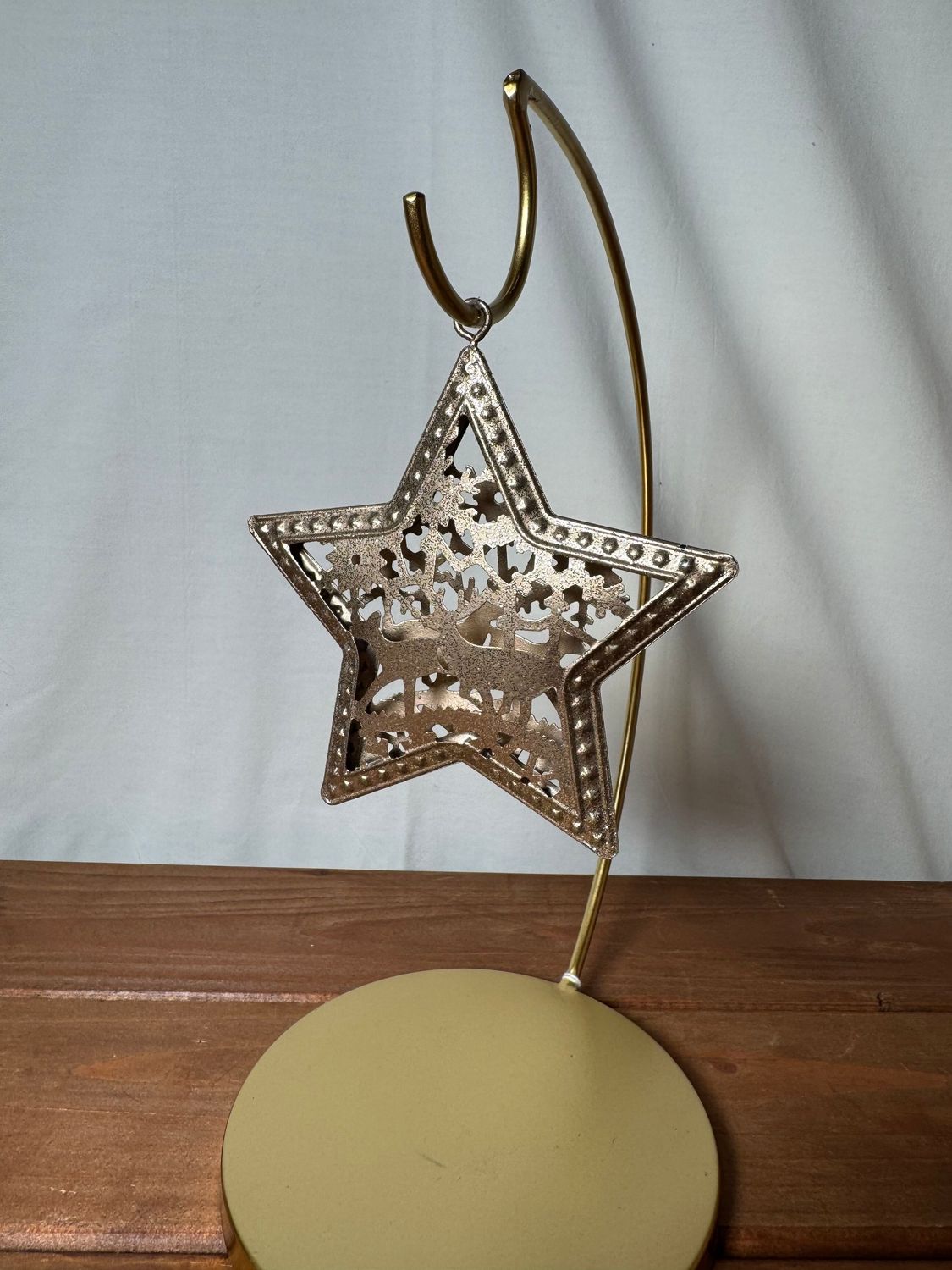 Stamped Metal Champagne Ornament - Star