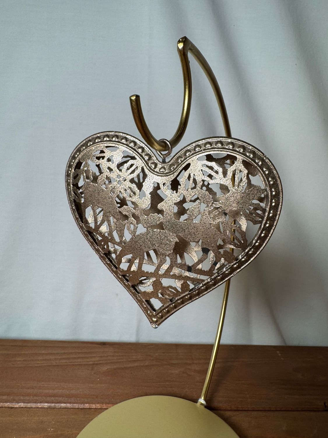 Stamped Metal Champagne Ornament - Heart