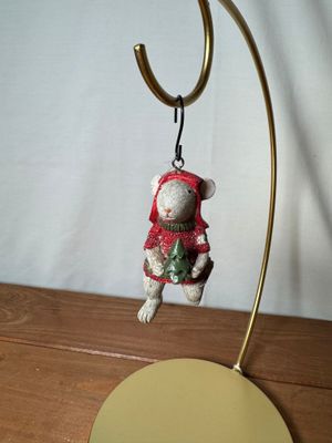 Mouse Ornament - Red Sweater &amp; Tree