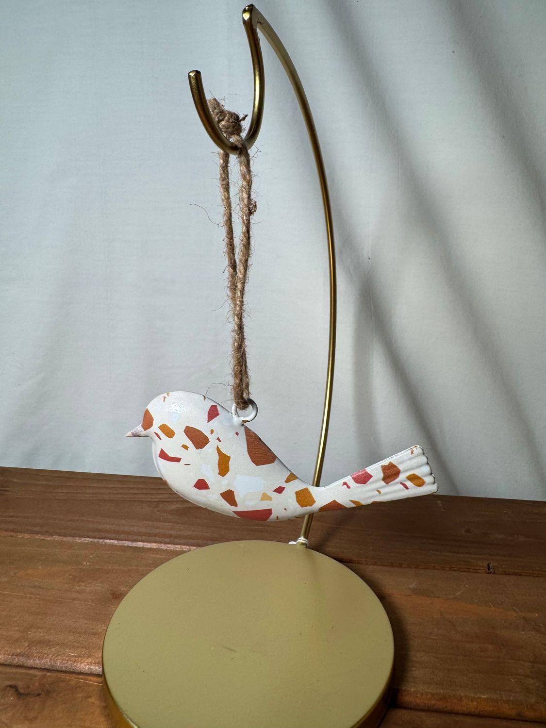 Metal Pink &amp; Brown Bird Ornament