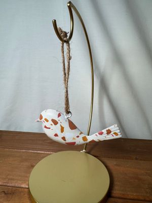 Metal Pink &amp; Brown Bird Ornament