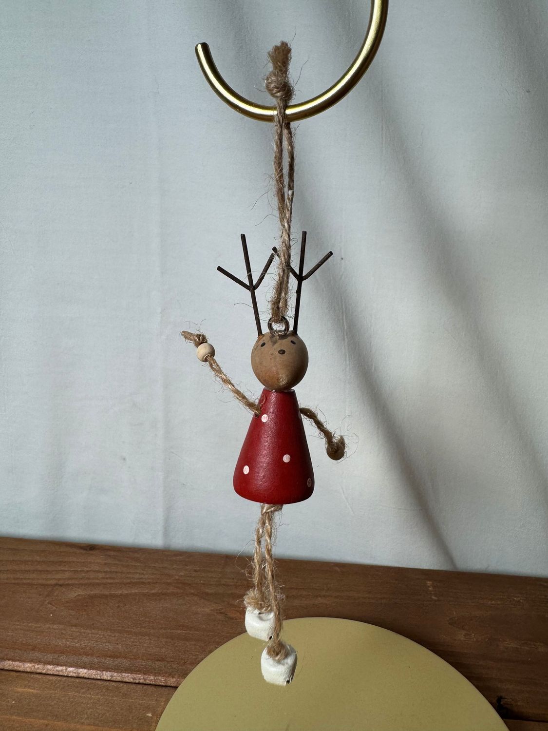 Wooden Reindeer w/Bell Feet Ornament