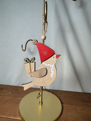 Wooden Bird w/Present Ornament