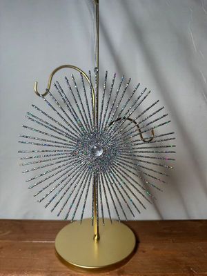 Round Silver Glitter Starburst Ornament Lg