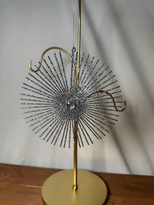 Round Silver Glitter Starburst Ornament Sm
