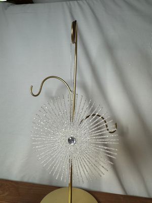 Round White Glitter Starburst Ornament Lg