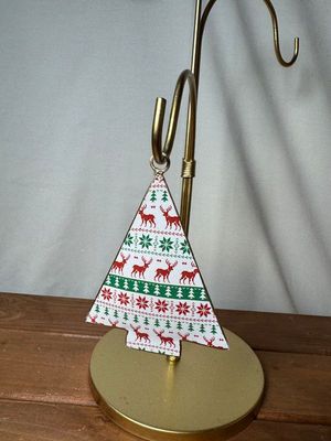 Scandi Red/Green/White Metal Tree Ornament