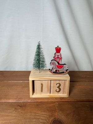 Wooden Christmas Calendar w/Nutcracker &amp; Rocking Horse