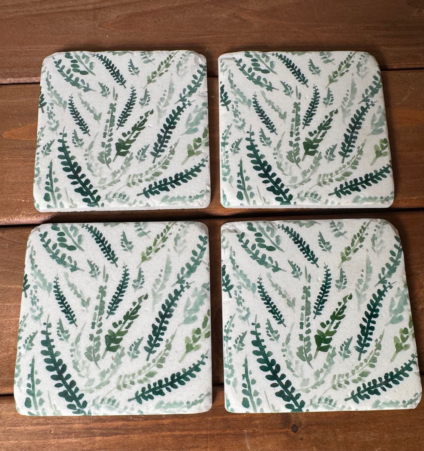 S/4 Ferns Resin Coasters S/4 Ferns Resin Coasters