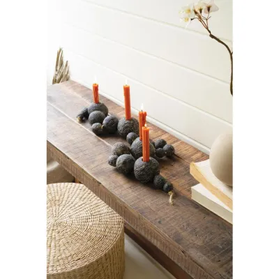 Black Tabletop Clay Beads Taper Holder
