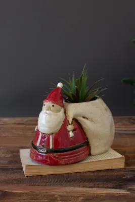 Ceramic Santa w/Toy Sack Planter