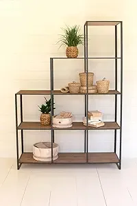 Stair Step Wood &amp; Metal Display Unit