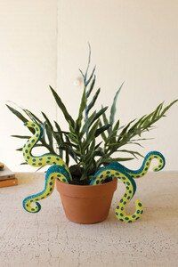 S/4 Painted Metal Octopus Tentacles Plant Stakes S/4 Painted Metal Octopus Tentacles Plant Stakes