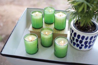 Recycled Green Glass Beer Bottle Candle