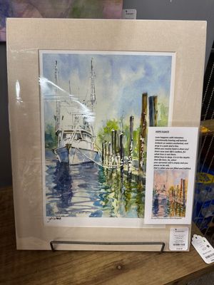 Kathy Morganelli - &quot;Shrimp Boat Reflecting&quot; Matted 16&quot; x 20&quot;T