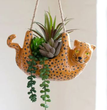 Ceramic Cheetah Hanging Planter Ceramic Cheetah Hanging Planter