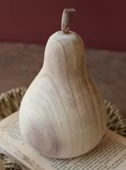 Carved Wooden Pear - Natural Carved Wooden Pear - Natural
