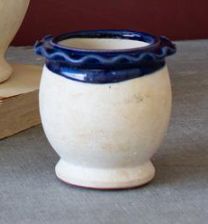Ceramic Flowerpot w/Ruffle-Blue Detail Ceramic Flowerpot w/Ruffle-Blue Detail