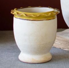 Ceramic Flowerpot w/Ruffle- Mustard Detail Ceramic Flowerpot w/Ruffle- Mustard Detail