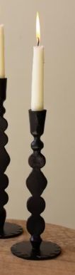 Forged Iron Waxed Black Taper Candle Holder Med Forged Iron Waxed Black Taper Candle Holder Med