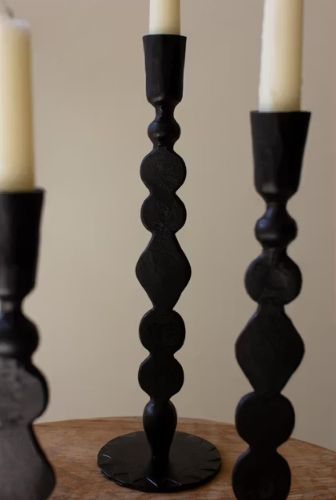 Forged Iron Waxed Black Taper Candle Holder Lg Forged Iron Waxed Black Taper Candle Holder Lg
