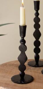 Forged Iron Waxed Black Taper Candle Holder Sm