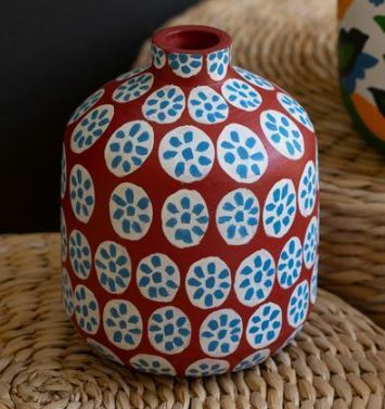 Painted Decorative Clay Vase Sm