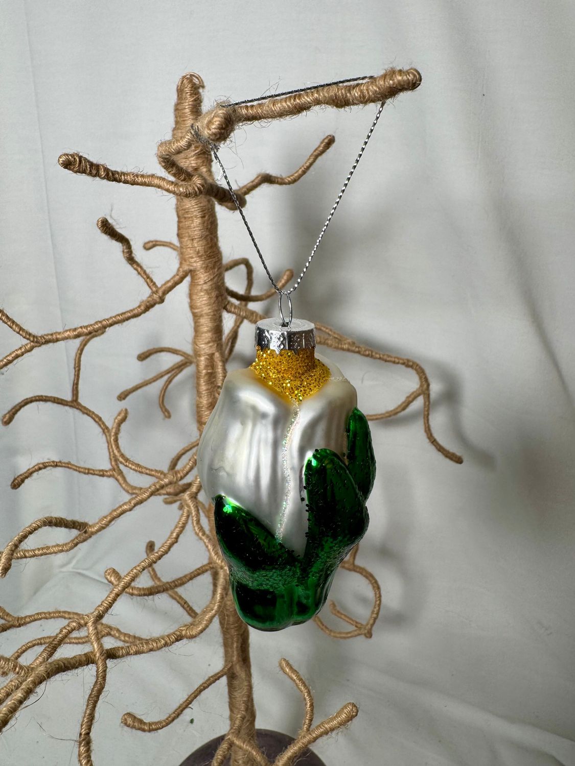 Glass Tulip Ornament - White Glass Tulip Ornament - White