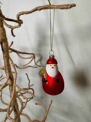Glass Santa w/Gold Bag Ornament
