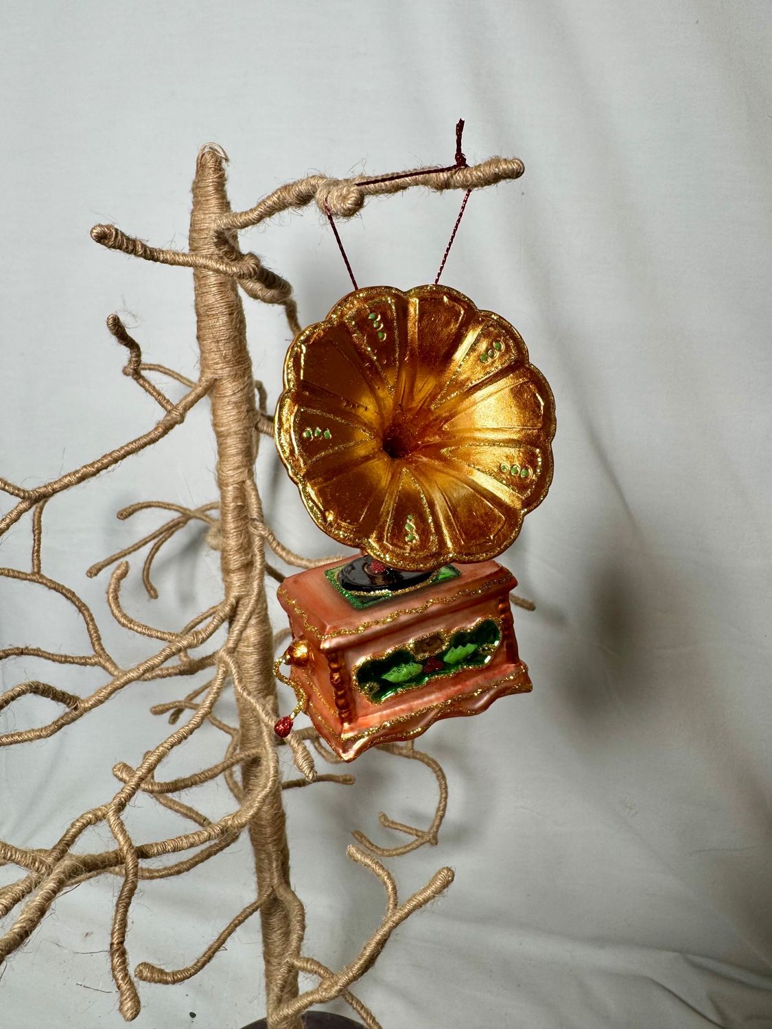 Glass Vintage Gramophone Ornament Glass Vintage Gramophone Ornament