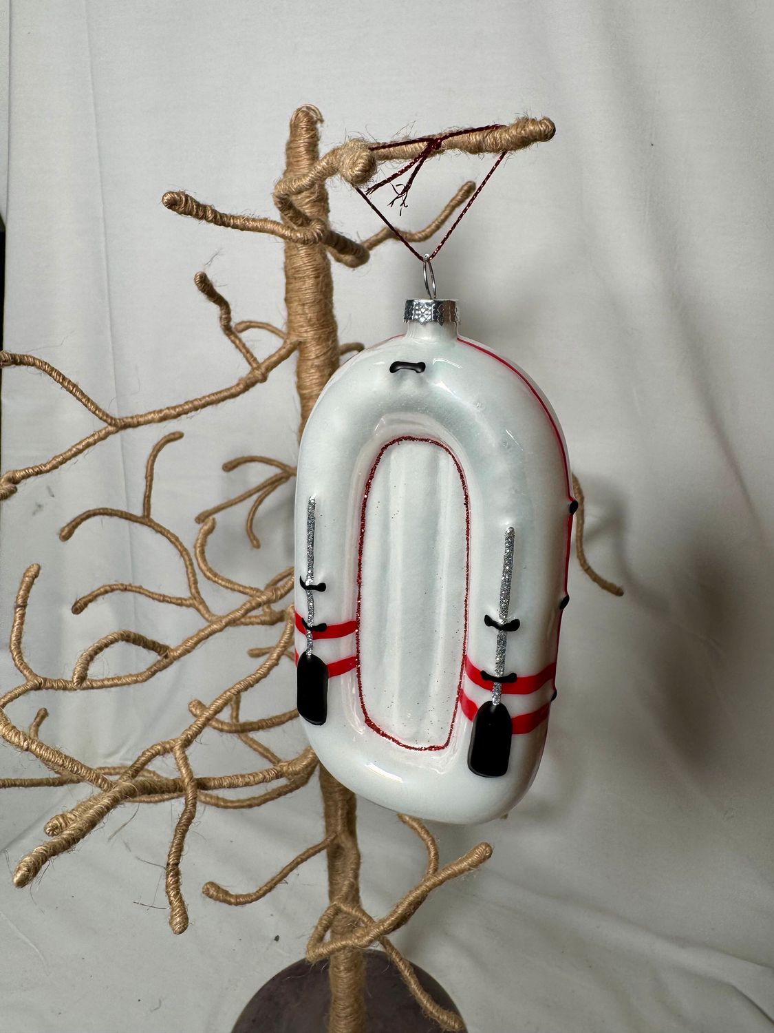 Glass White Dinghy Ornament Glass White Dinghy Ornament