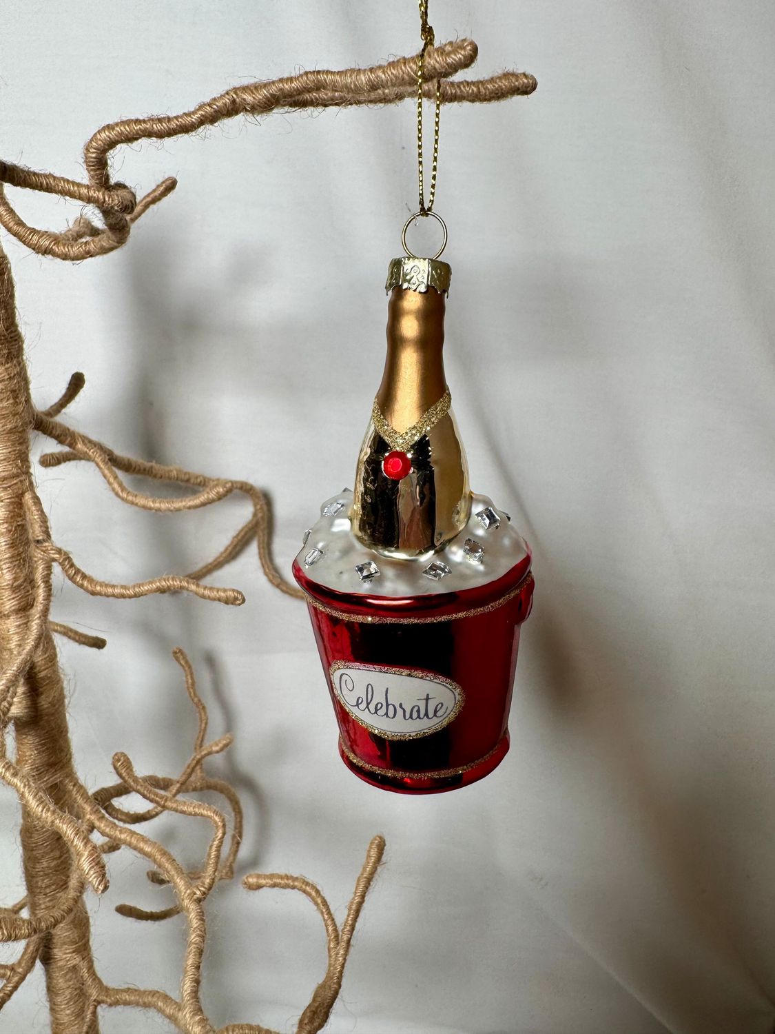 Celebrate Glass Champagne on Ice Ornament Celebrate Glass Champagne on Ice Ornament
