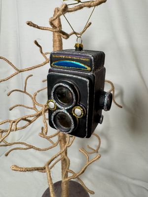 Glass Vintage Camera Ornament Black Glass Vintage Camera Ornament Black