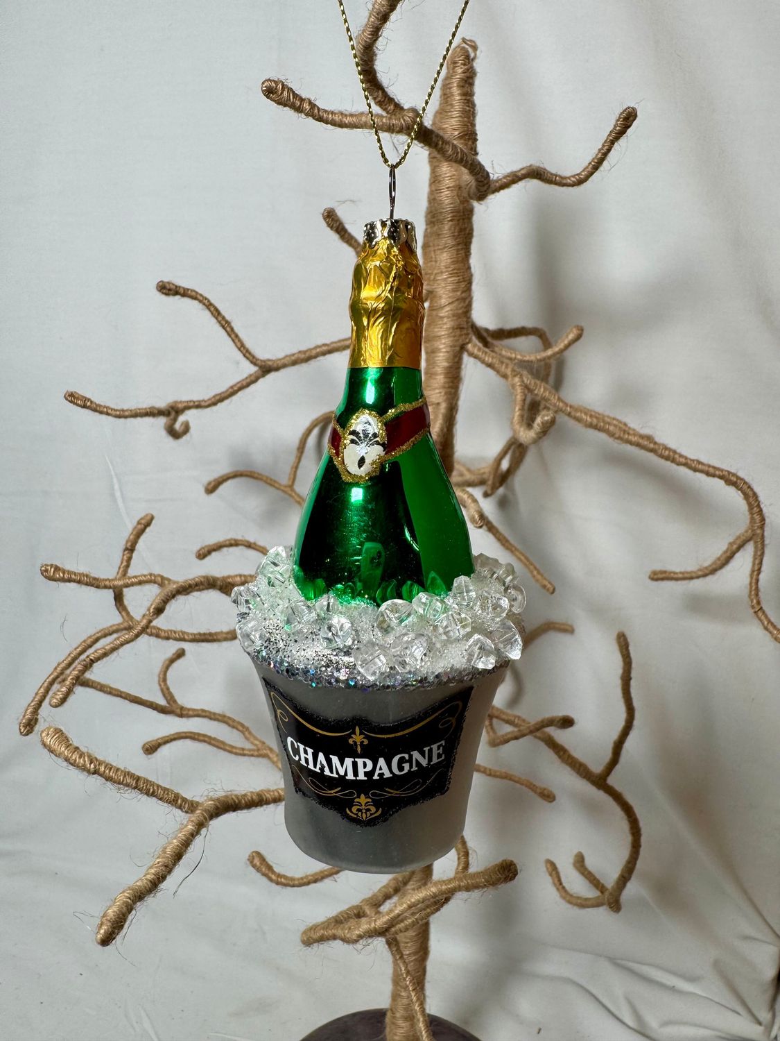 Glass Champagne on Ice Ornament Glass Champagne on Ice Ornament