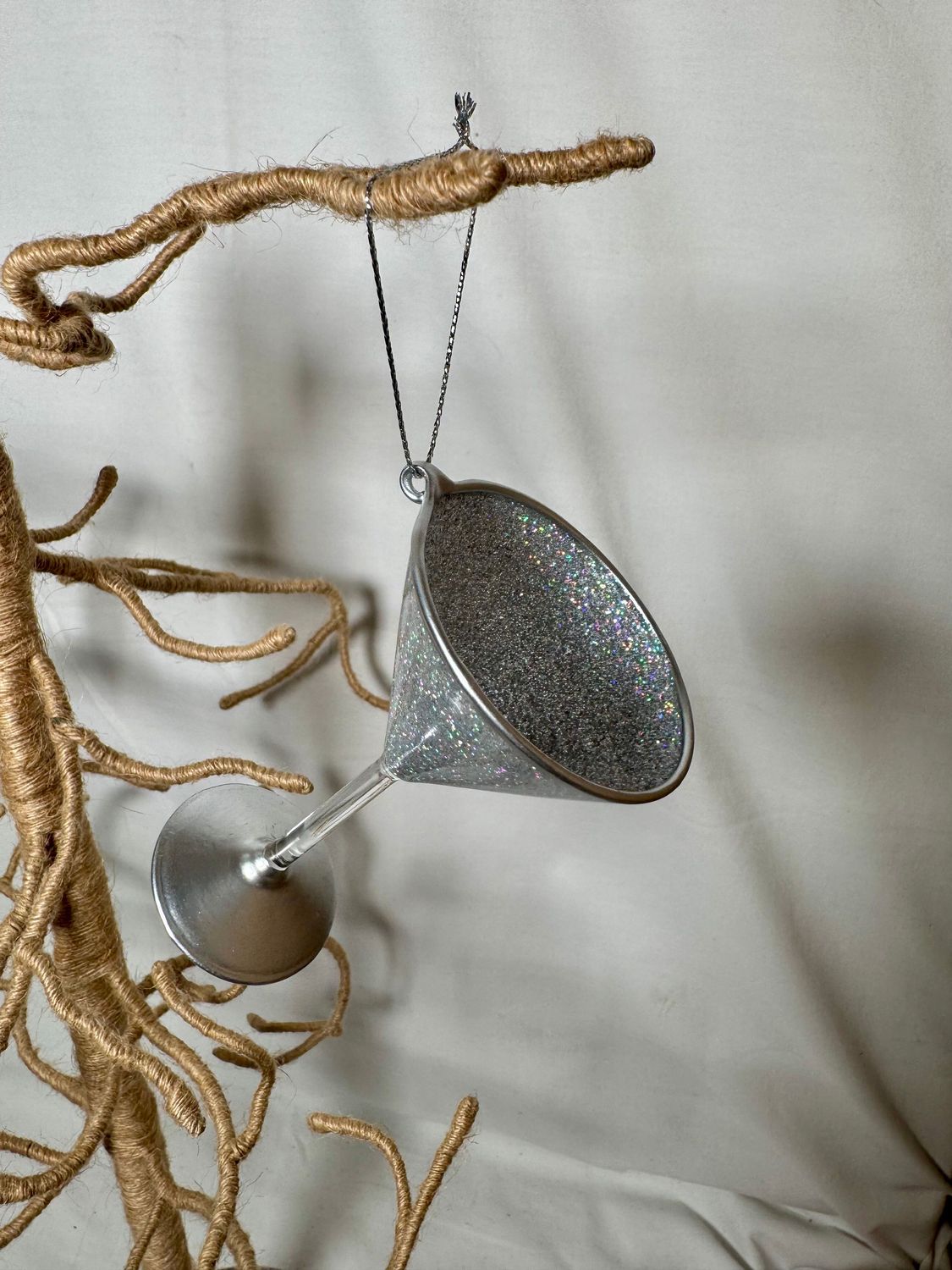 Cocktail Glass Ornament Silver Cocktail Glass Ornament Silver