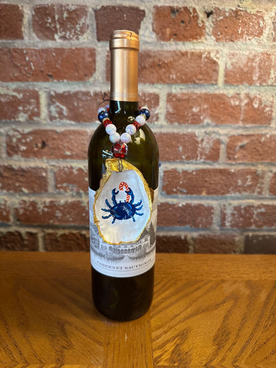 Oyster Shell BC - Hand Painted - Holiday Blue Crab I Oyster Shell BC - Hand Painted - Holiday Blue Crab I