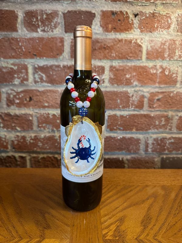 Oyster Shell BC - Hand Painted - Holiday Blue Crab II Oyster Shell BC - Hand Painted - Holiday Blue Crab II