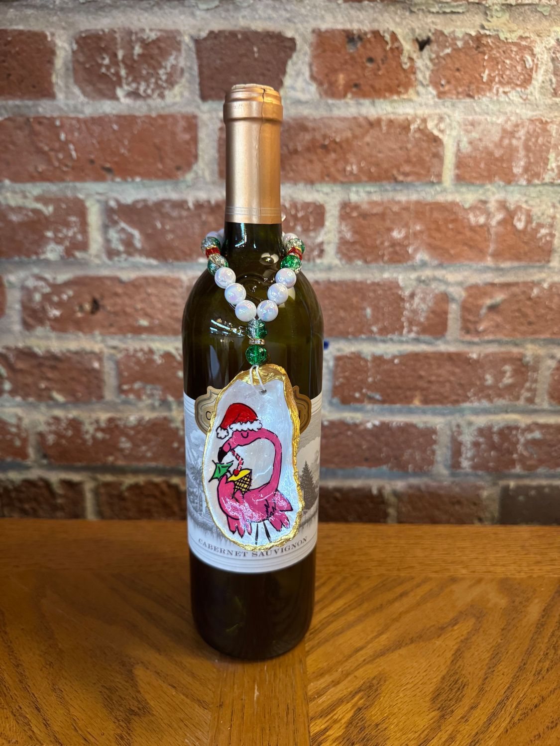 Oyster Shell BC - Hand Painted - Holiday Flamingo I Oyster Shell BC - Hand Painted - Holiday Flamingo I