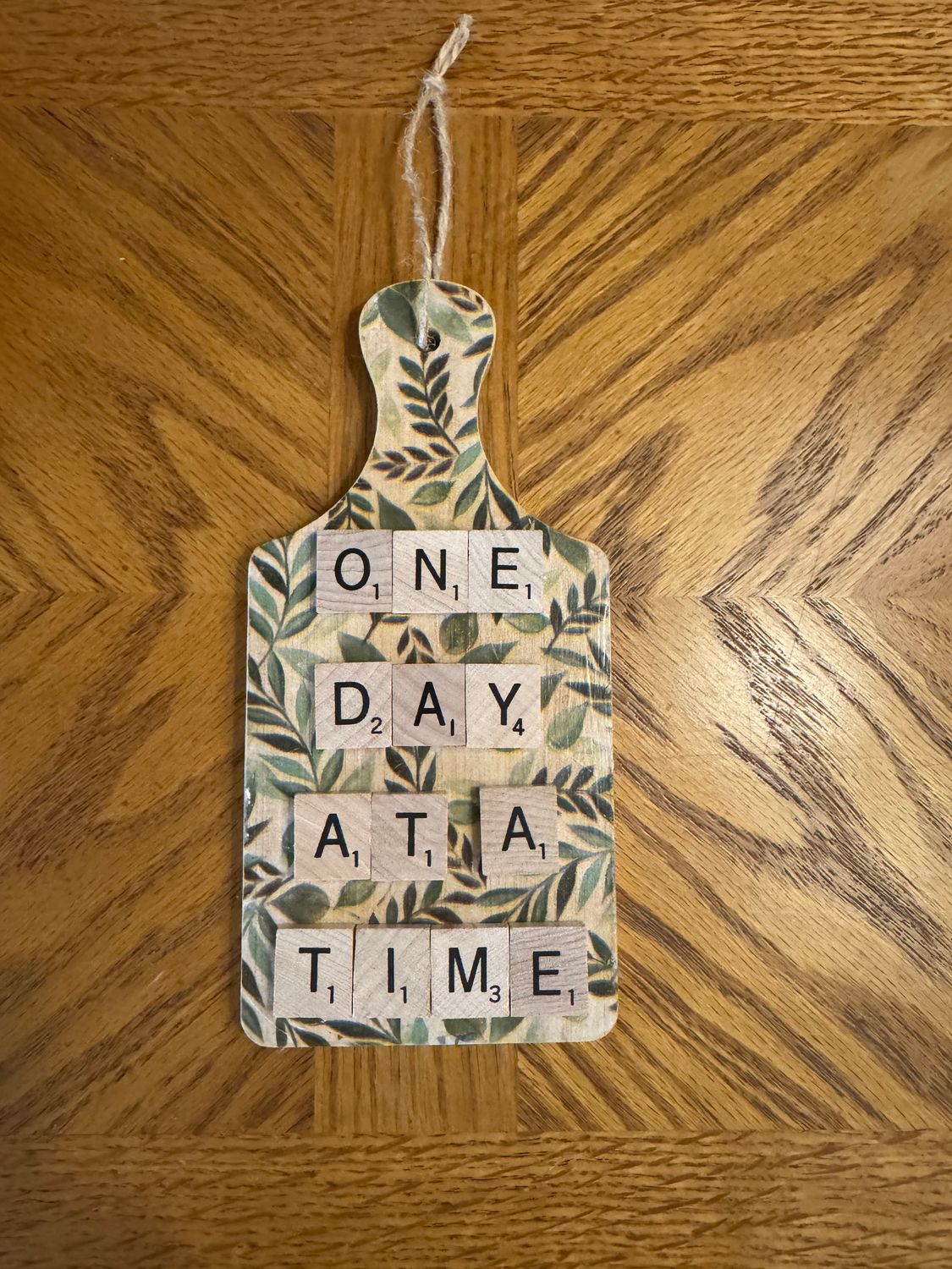 One Day at a Time Scrabble Wooden Paddle 3.5"L x 7.5"H One Day at a Time Scrabble Wooden Paddle 3.5"L x 7.5"H